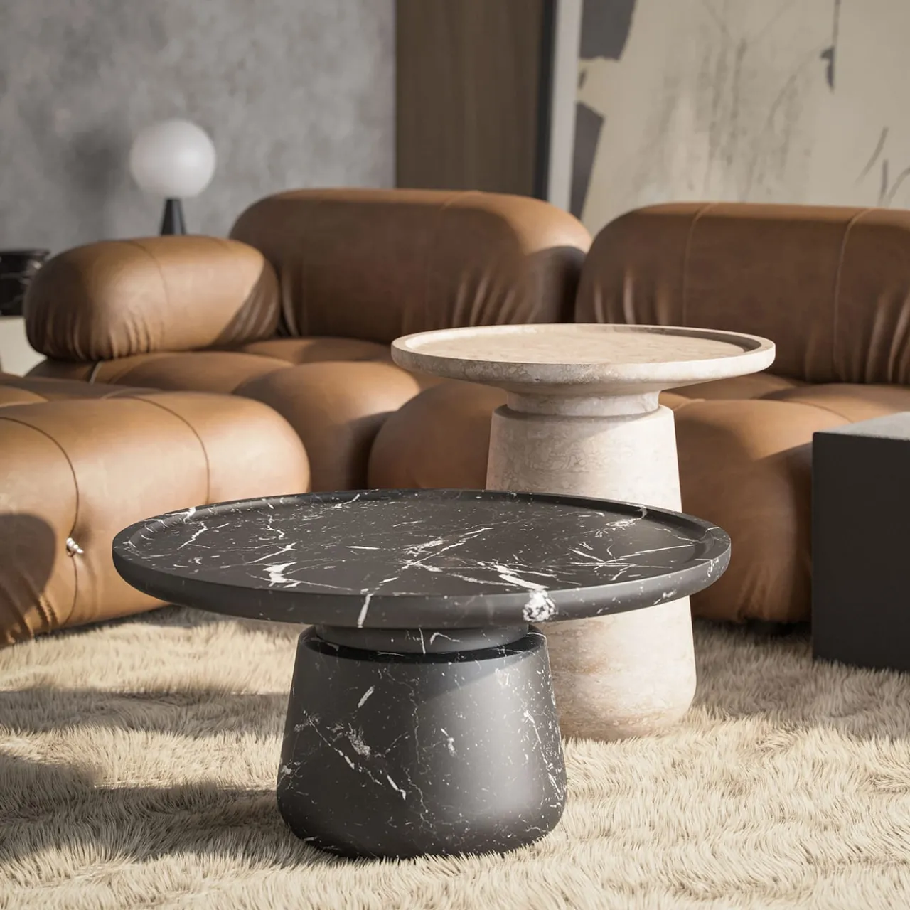MMairo Side Tables<Altana Medium Travertine Side Table by Ivan Colominas