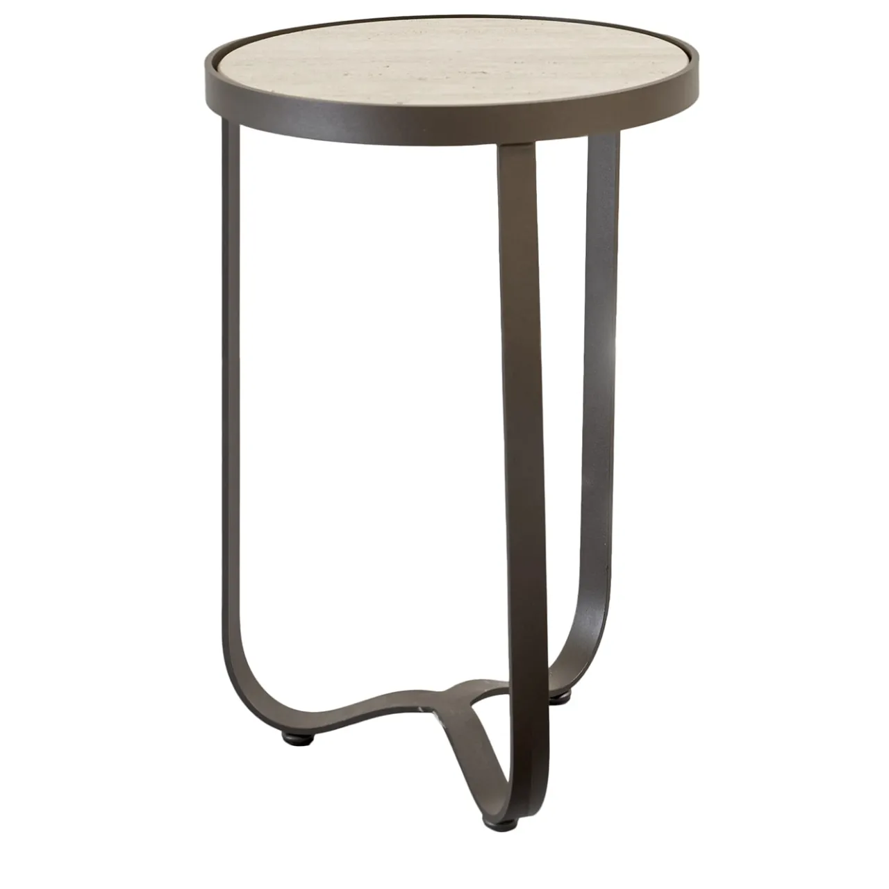 Officina Ciani Outdoor Coffee Tables<Amalfi Gray Round Side Table by Studio 63 in Stainless Steel