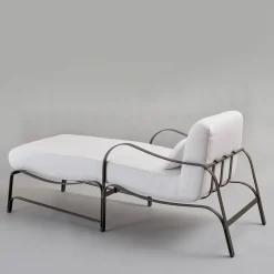 Officina Ciani Outdoor Chaises & Daybeds<Amalfi White and Gray Chaise Longue by Studio 63 in Stainless Steel