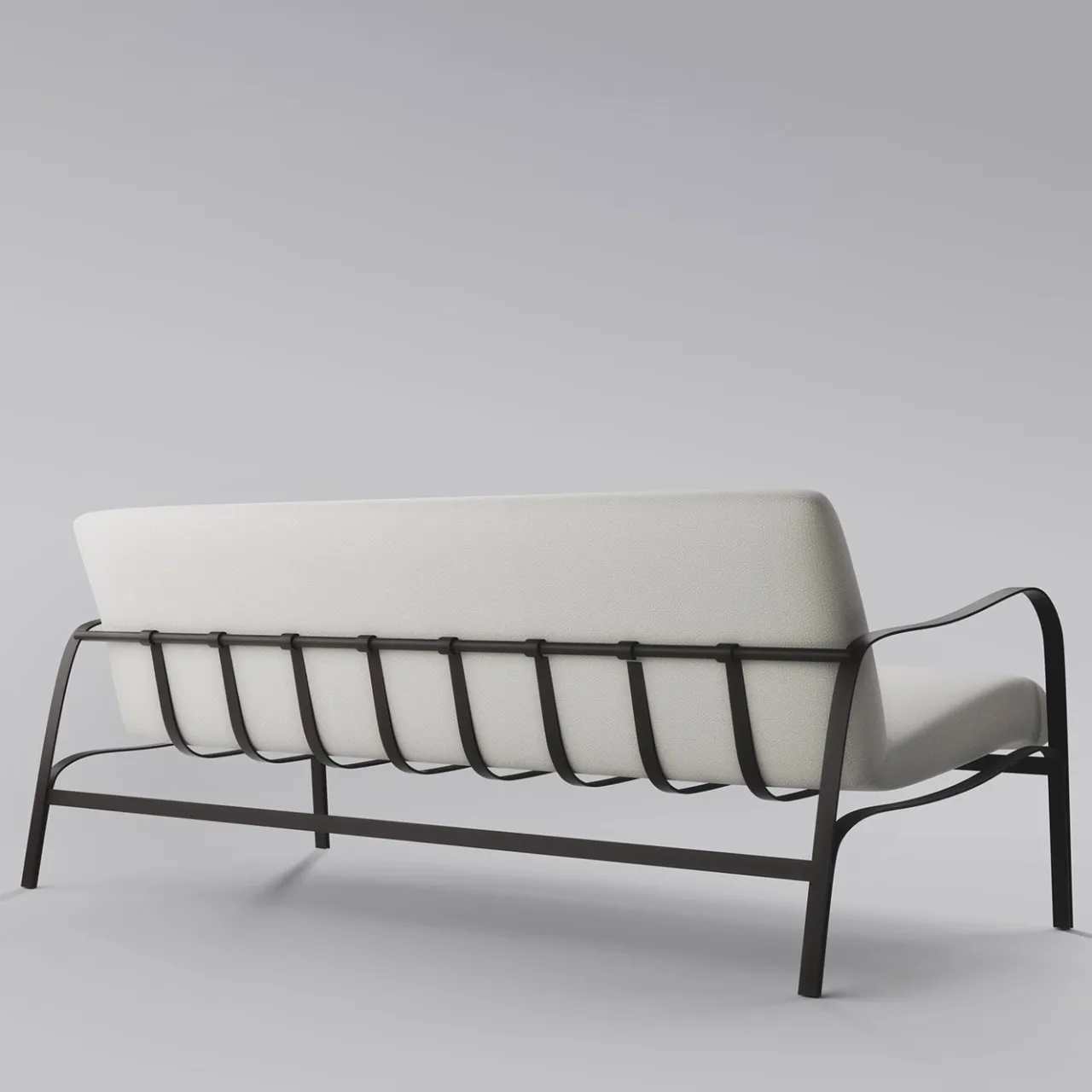 Officina Ciani Outdoor Sofas & Benches<Amalfi White and Gray Sofa by Studio 63 in Stainless Steel
