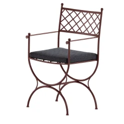 Dante Negro Outdoor Chairs & Stools<Amarcord Wrought Iron Brown Cushioned Chair With Armrests