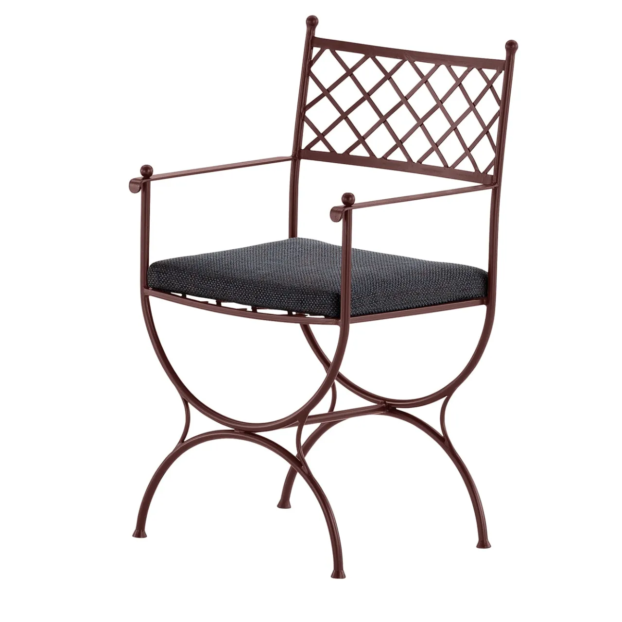 Dante Negro Outdoor Chairs & Stools<Amarcord Wrought Iron Brown Cushioned Chair With Armrests