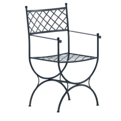 Dante Negro Outdoor Chairs & Stools<Amarcord Wrought Iron Gray Chair With Armrests
