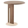 Morica Design Side Tables<Ambrogio Alto Brown Walnut Side Table with Roman Travertine Marble Base