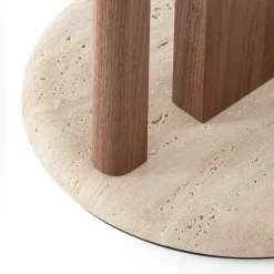 Morica Design Side Tables<Ambrogio Alto Brown Walnut Side Table with Roman Travertine Marble Base
