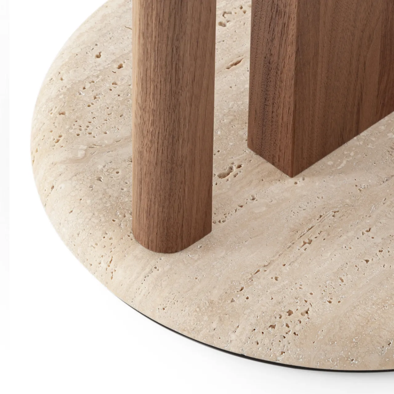 Morica Design Side Tables<Ambrogio Alto Brown Walnut Side Table with Roman Travertine Marble Base