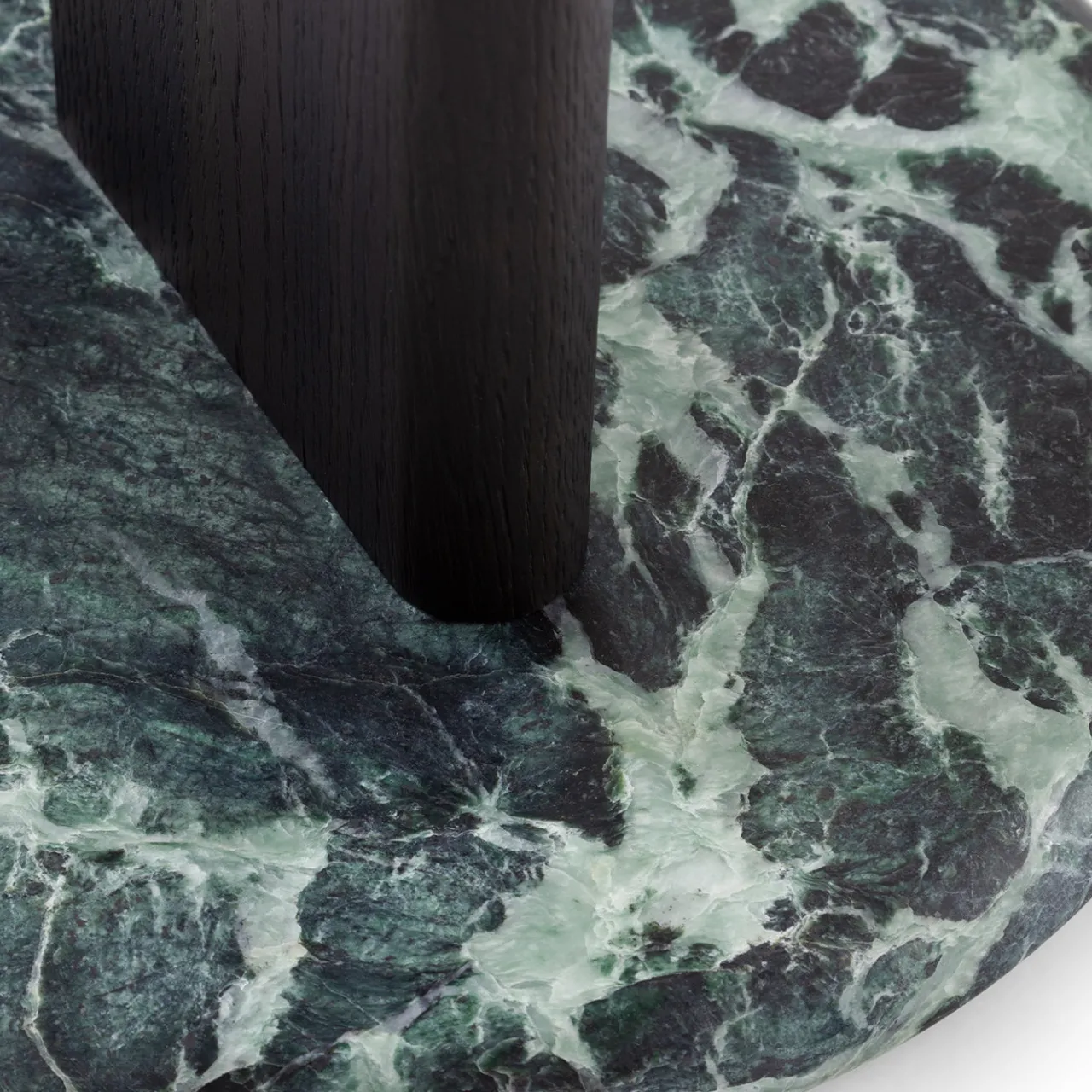 Morica Design Side Tables<Ambrogio Alto Lagoon Oak Side Table with Alps Green Marble Base