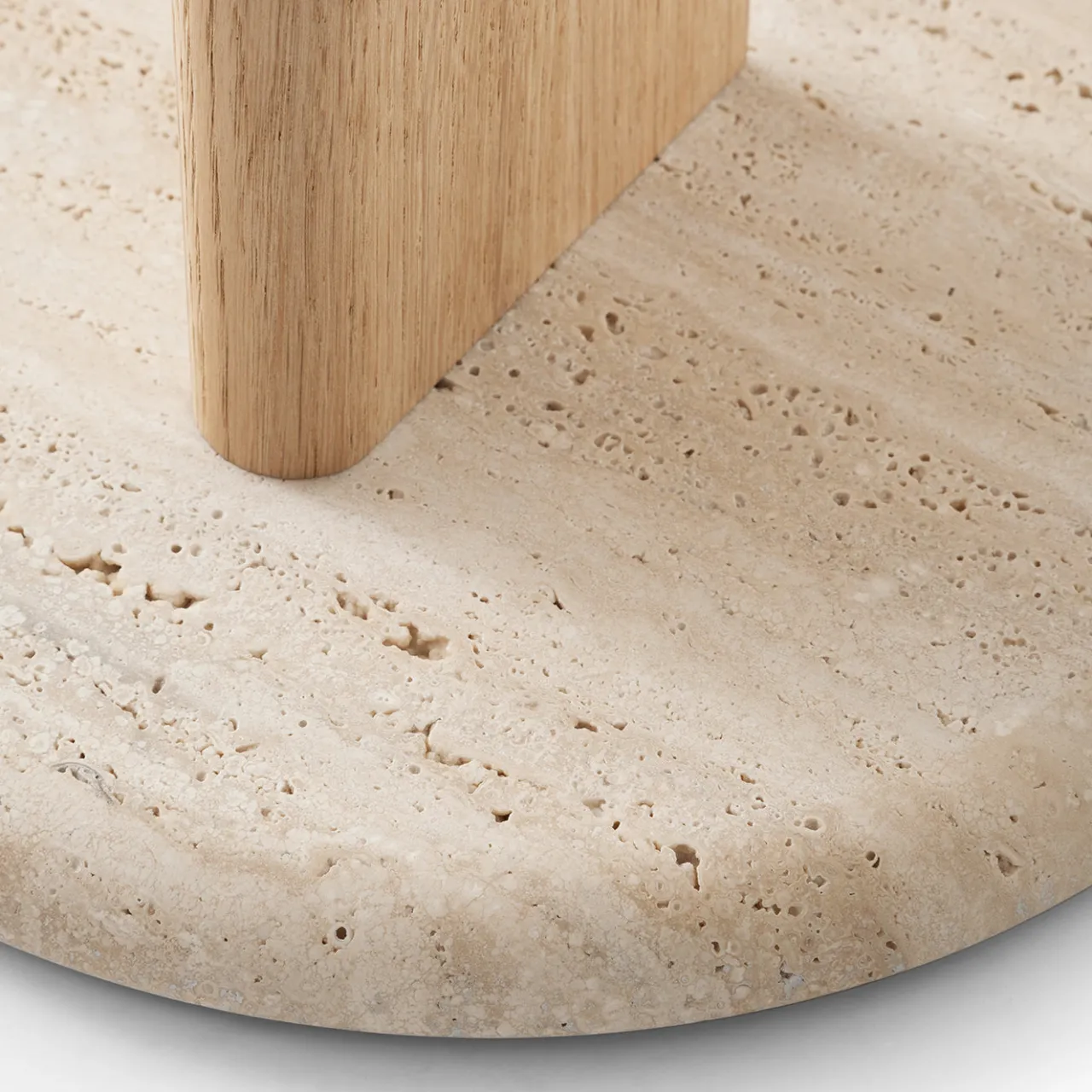 Morica Design Side Tables<Ambrogio Basso Beige Oak Side Table with Roman Travertine Marble Base