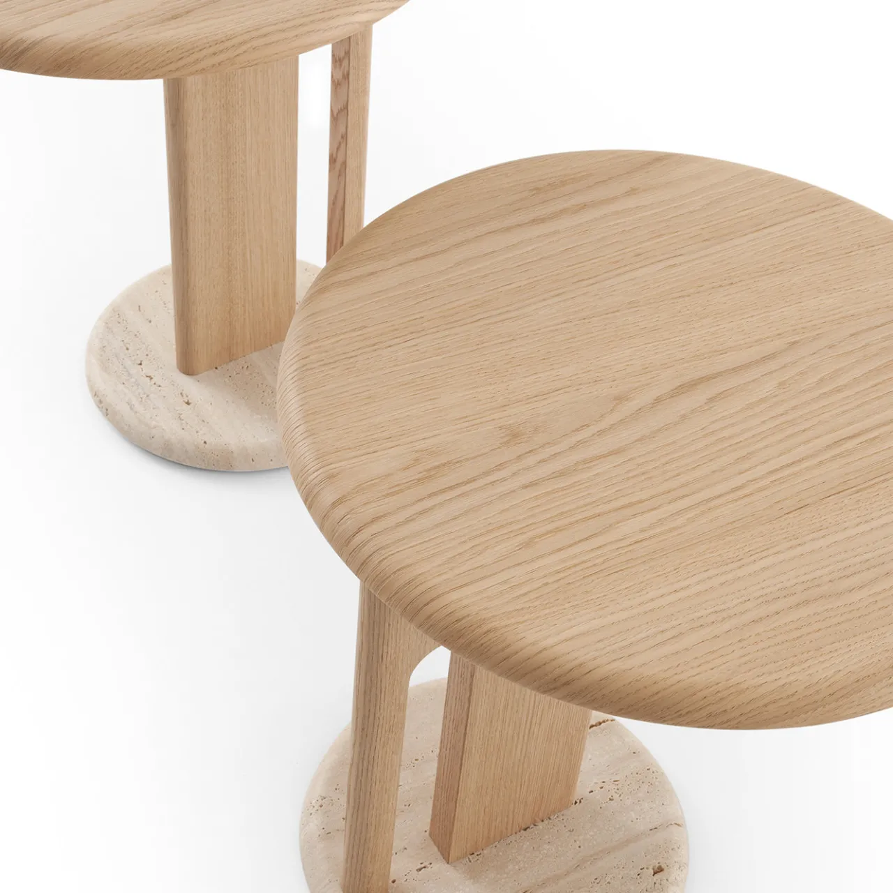 Morica Design Side Tables<Ambrogio Basso Beige Oak Side Table with Travertine Marble Base