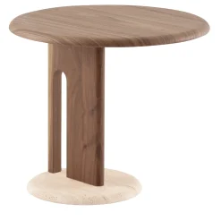 Morica Design Side Tables<Ambrogio Basso Canaletto Walnut Side Table with Travertine Marble Base