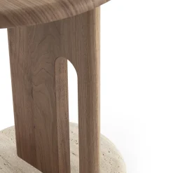 Morica Design Side Tables<Ambrogio Basso Canaletto Walnut Side Table with Travertine Marble Base