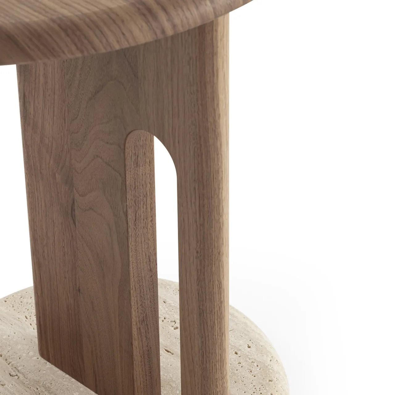 Morica Design Side Tables<Ambrogio Basso Canaletto Walnut Side Table with Travertine Marble Base