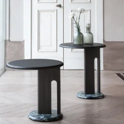 Morica Design Side Tables<Ambrogio Basso Round Black Side Table with Alps Green Marble Base