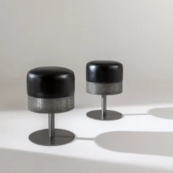 Laura Meroni Stools<Amelie Black Leather Swivel Stool