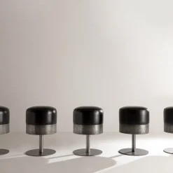 Laura Meroni Stools<Amelie Black Leather Swivel Stool