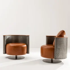Laura Meroni Armchairs<Amelie Orange Leather Armchair