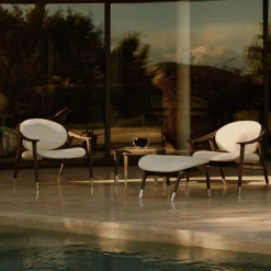 Visionnaire Stools<Amerigo Dehors White Fabric And Ash Wood Legs Pouf
