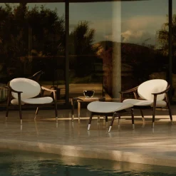 Visionnaire Lounge Chairs<Amerigo Dehors White Fabric And Solid Ash Wood Legs Lounge Chair