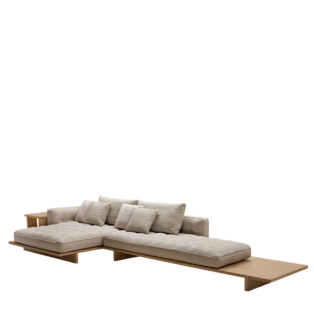 Ferri 1956 Sofas<Amsterdam L-Shaped Beige Sofa with Wood Base