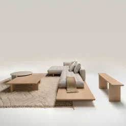 Ferri 1956 Sofas<Amsterdam L-Shaped Beige Sofa with Wood Base