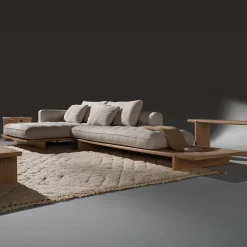 Ferri 1956 Sofas<Amsterdam L-Shaped Beige Sofa with Wood Base
