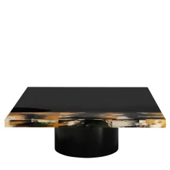 Arcahorn Coffee Tables<Andria Glossy Black Wood With Horn Details Coffe Table