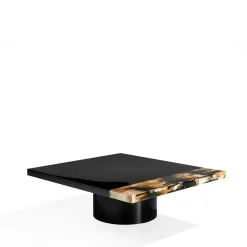 Arcahorn Coffee Tables<Andria Glossy Black Wood With Horn Details Coffe Table