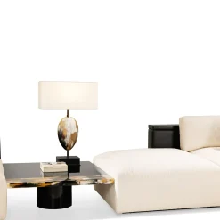 Arcahorn Coffee Tables<Andria Glossy Black Wood With Horn Details Coffe Table
