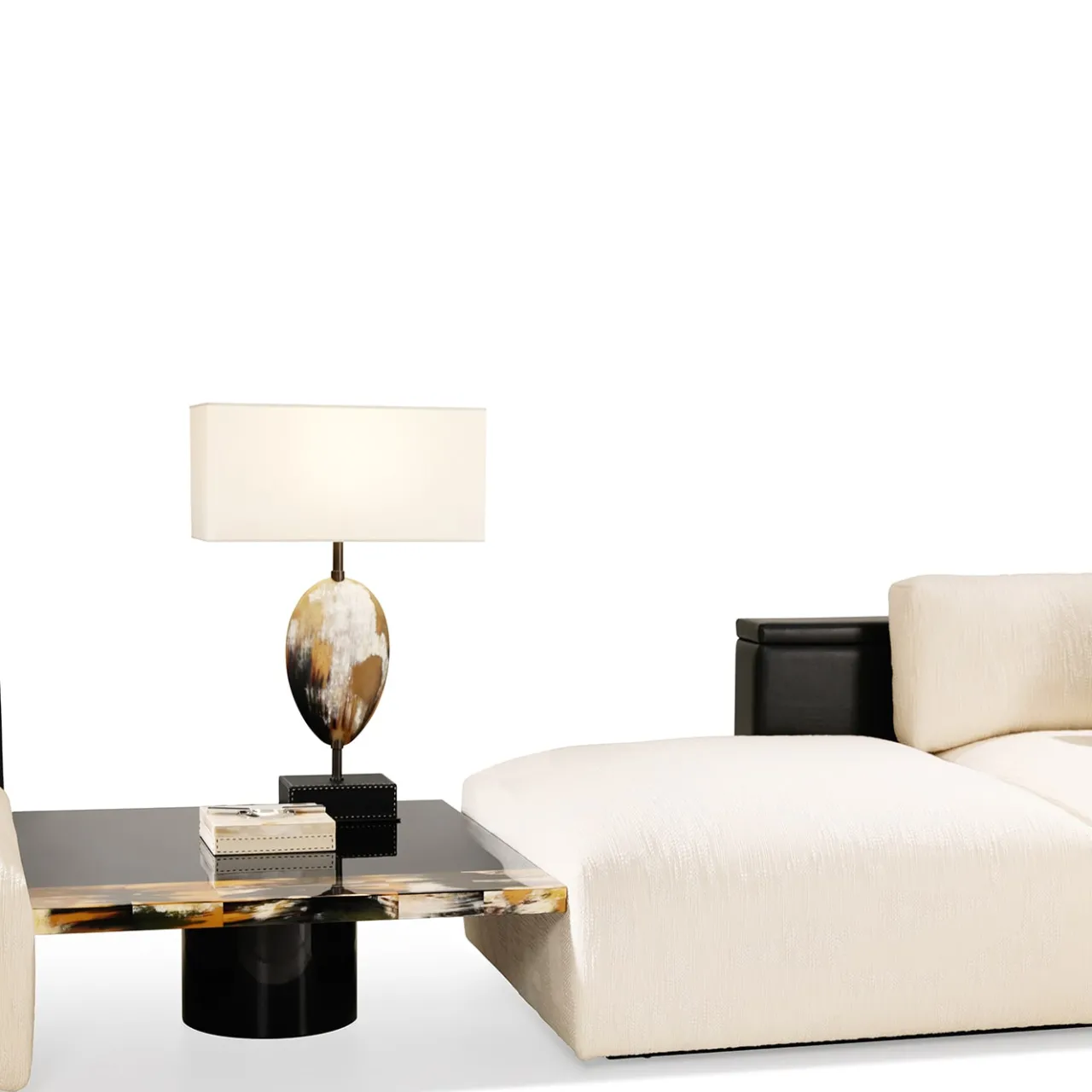 Arcahorn Coffee Tables<Andria Glossy Black Wood With Horn Details Coffe Table