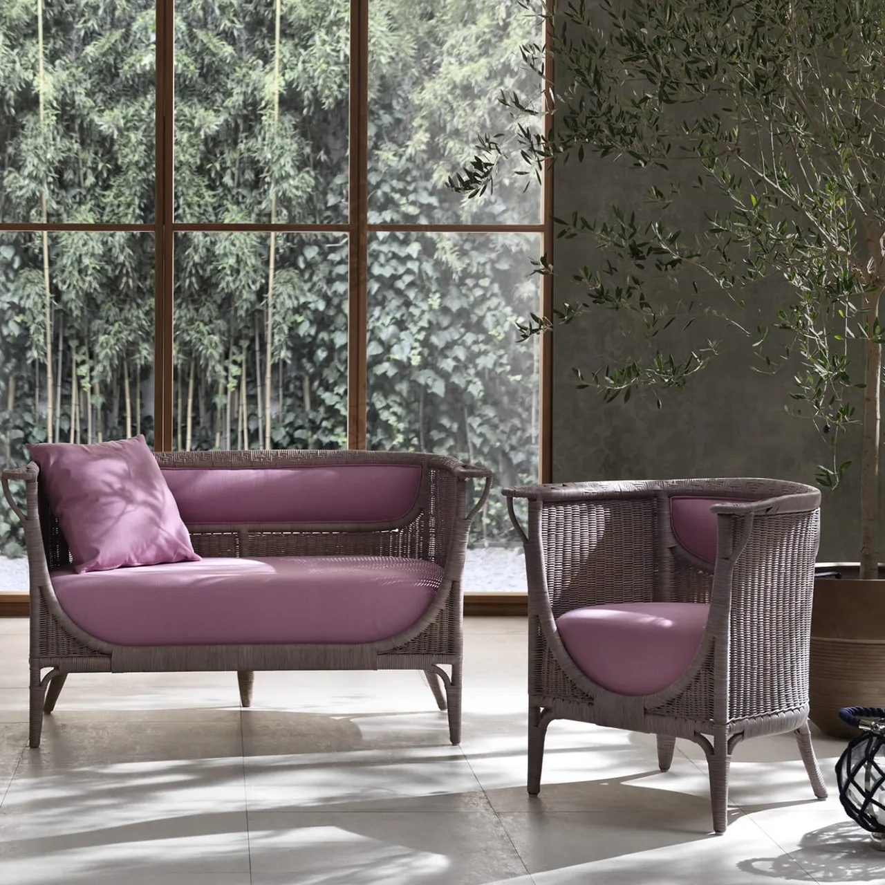 Mila Maurizi Armchairs<Angelina Pink Rattan Lounge Chair