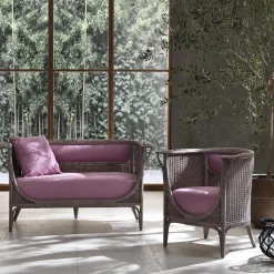 Mila Maurizi Sofas<Angelina Pink Rattan Loveseat