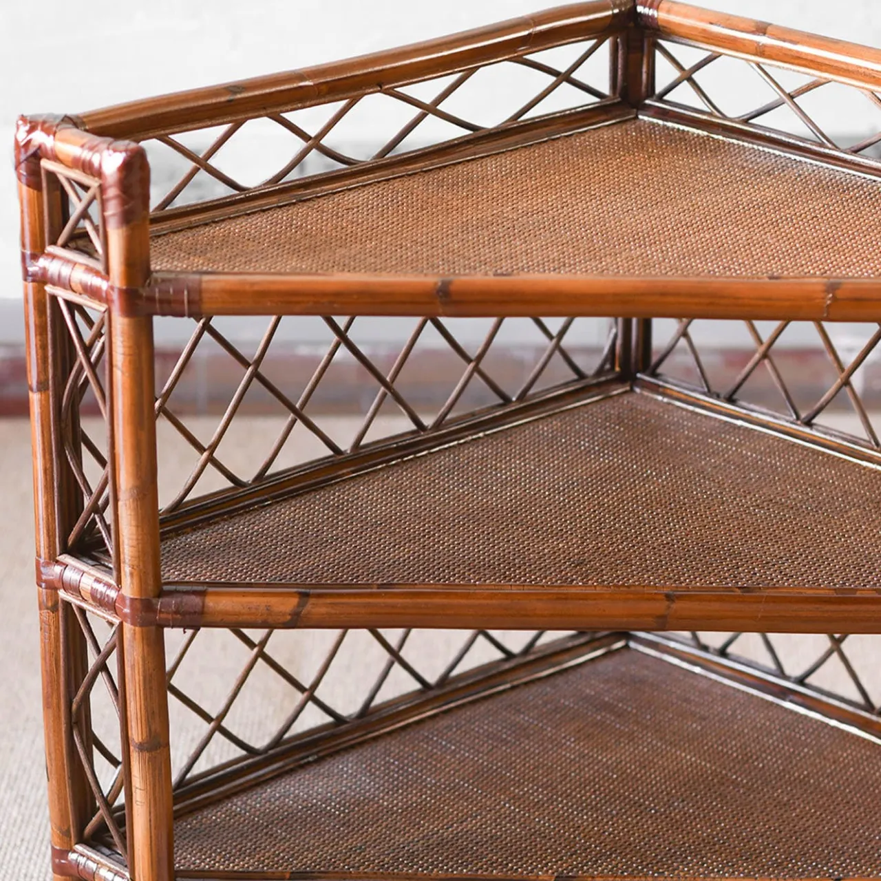 Molto Collectibles Bookcases<Angular Wicker & Bamboo Etagère