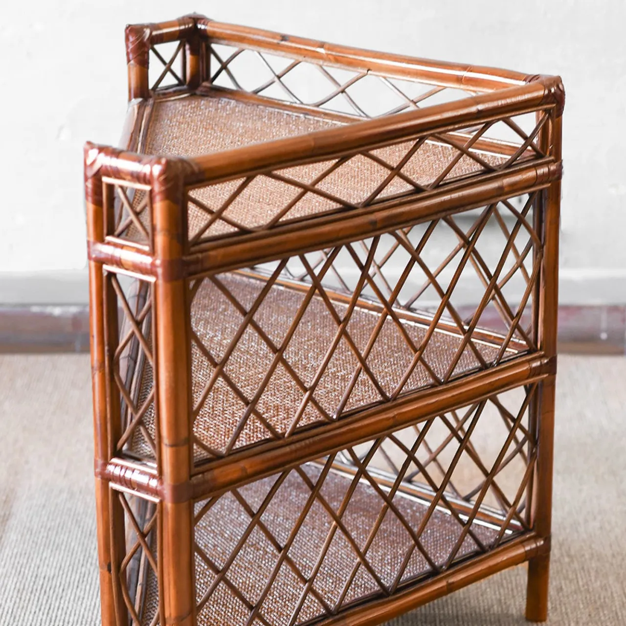 Molto Collectibles Bookcases<Angular Wicker & Bamboo Etagère