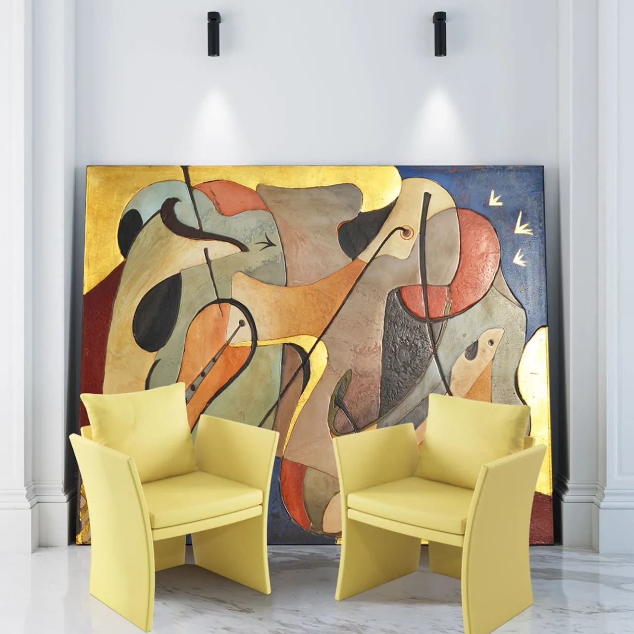 Cupioli Armchairs<Anita Yellow Leather Armchair