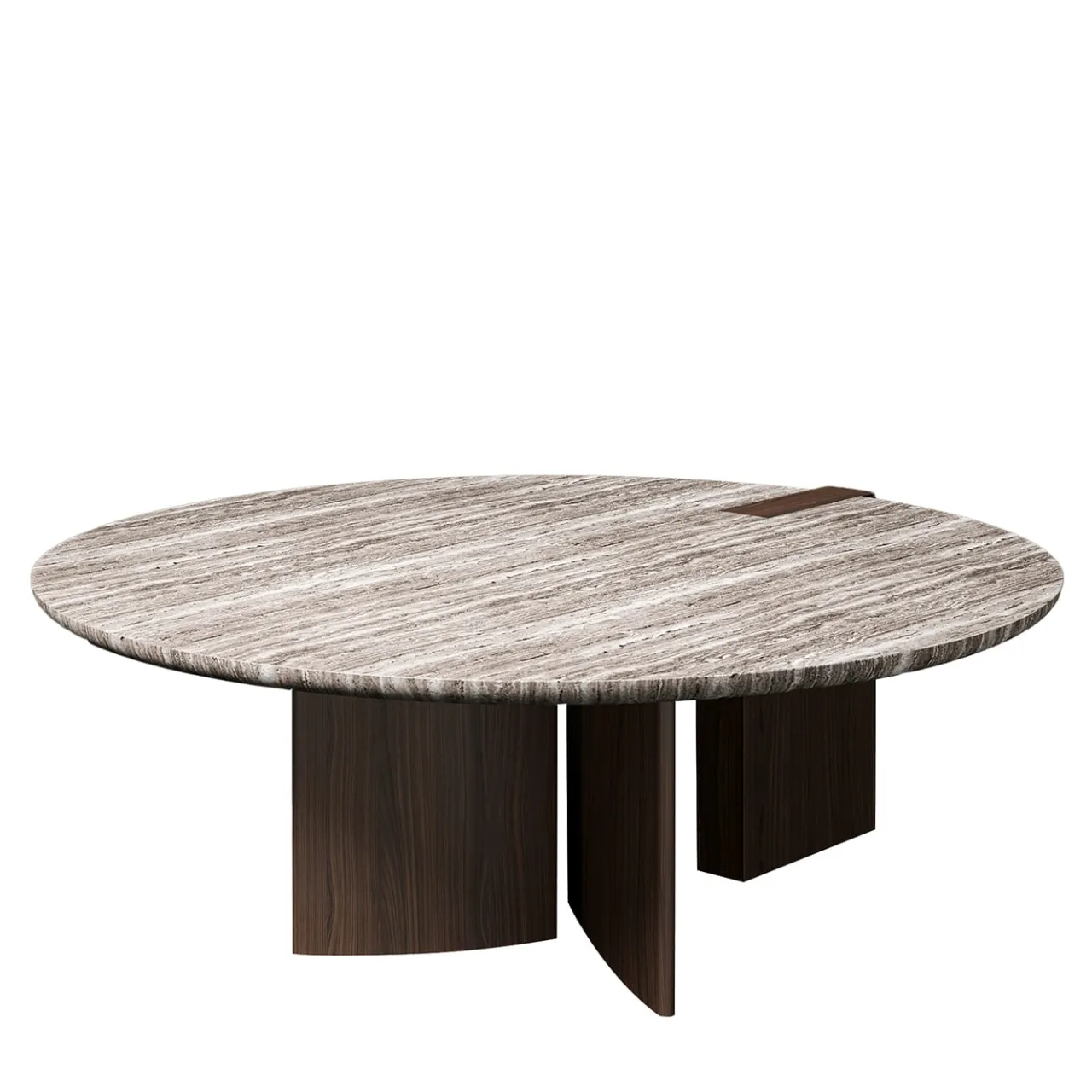 Emmemobili Dining Tables<Antinomia T round marble and brown veneered base dining table