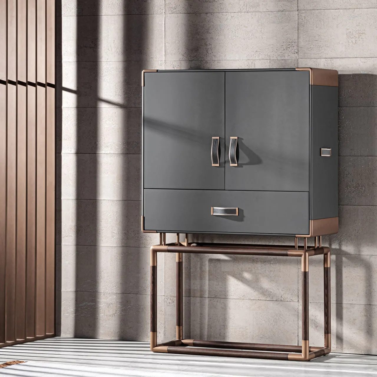 Meroni & Colzani Cabinets<Anzio Dark Grey Cabinet