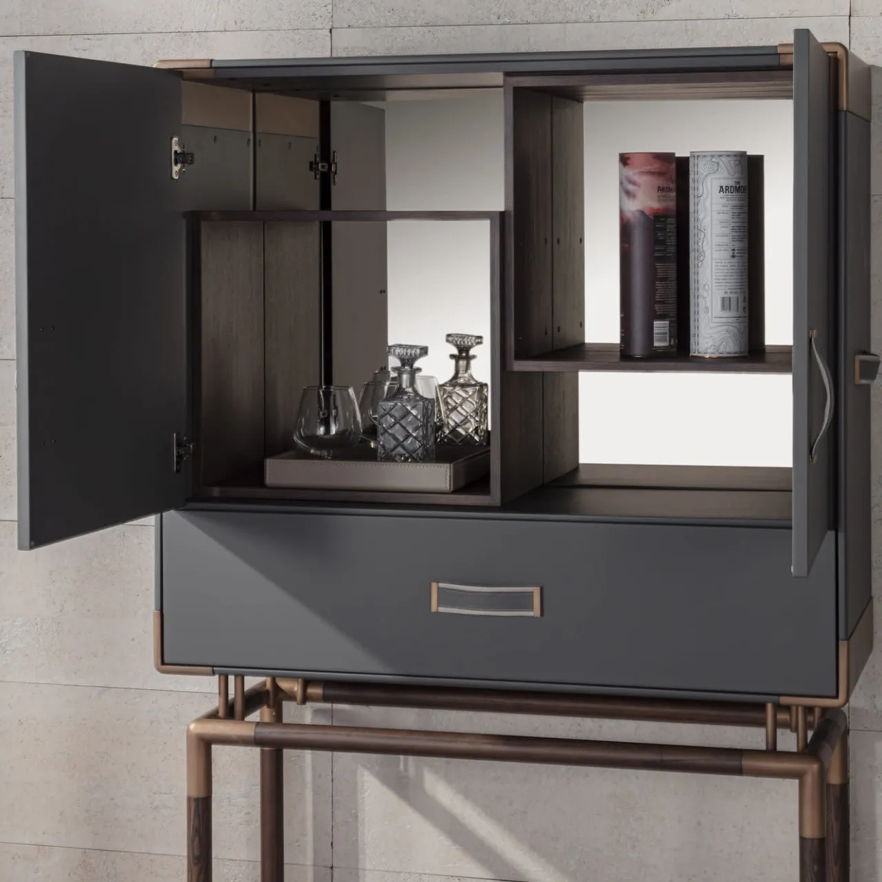 Meroni & Colzani Cabinets<Anzio Dark Grey Cabinet