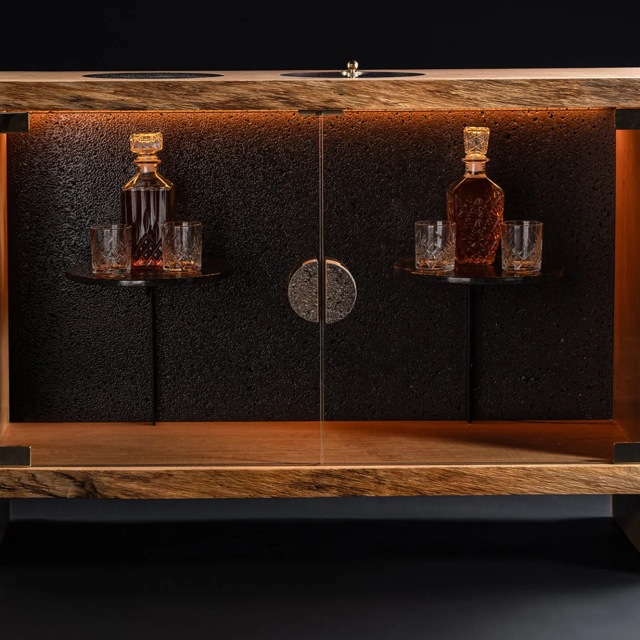 Davide Palardi Bar Cabinets<Arca Vinaria Bar Cabinet with Lava Stone