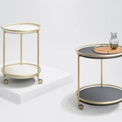 Giobagnara Serving Tables<Arcade Round Brass Trolley Table