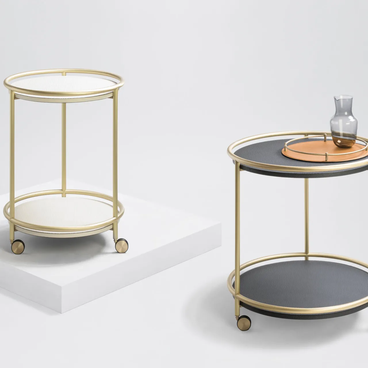 Giobagnara Serving Tables<Arcade Round Brass Trolley Table