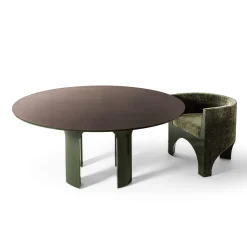 Fratelli Boffi Dining Tables<Archi Round Green and Brown Wood Dining Table by Storagemilano