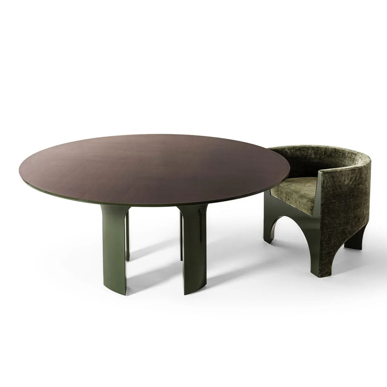 Fratelli Boffi Dining Tables<Archi Round Green and Brown Wood Dining Table by Storagemilano