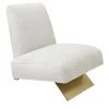 Visionnaire Armchairs<Aries White Fabric And Satin Gold Metal Armchair