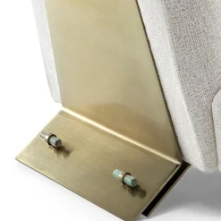 Visionnaire Armchairs<Aries White Fabric And Satin Gold Metal Armchair