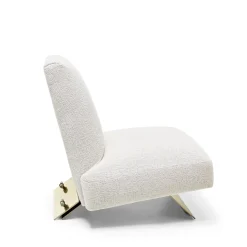 Visionnaire Armchairs<Aries White Fabric And Satin Gold Metal Armchair