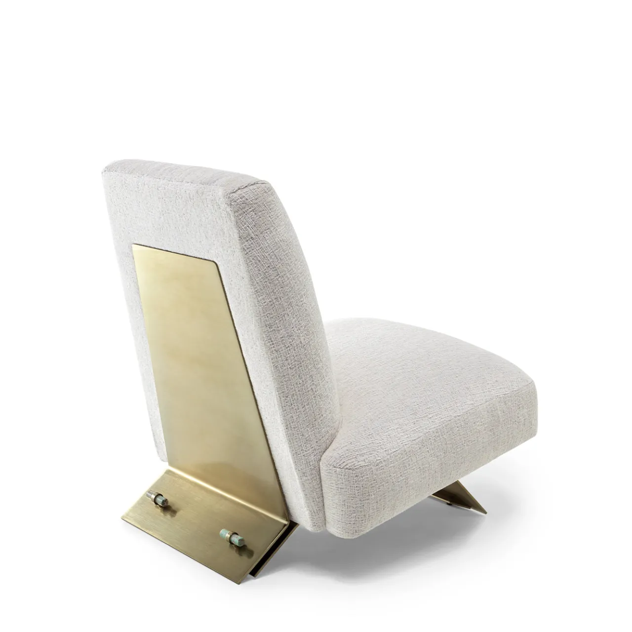 Visionnaire Armchairs<Aries White Fabric And Satin Gold Metal Armchair