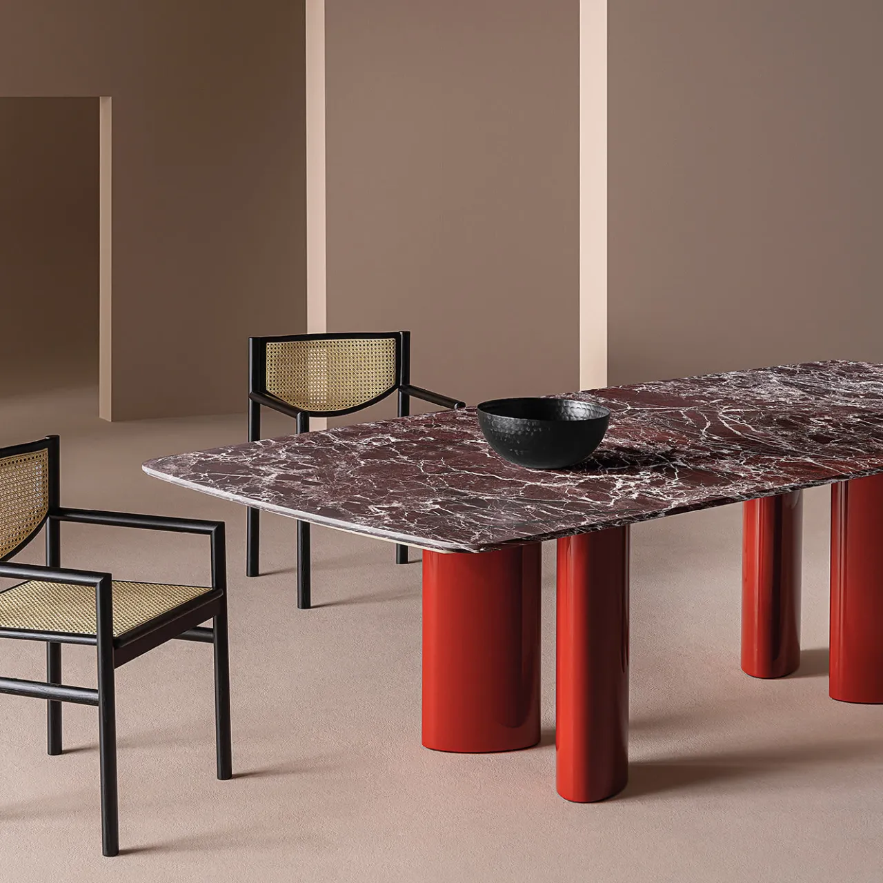 Casamilano Dining Tables<Arne Lepanto Marble And Red Legs Dining Table by Roberto Lazzeroni