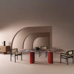 Casamilano Dining Tables<Arne Lepanto Marble And Red Legs Dining Table by Roberto Lazzeroni