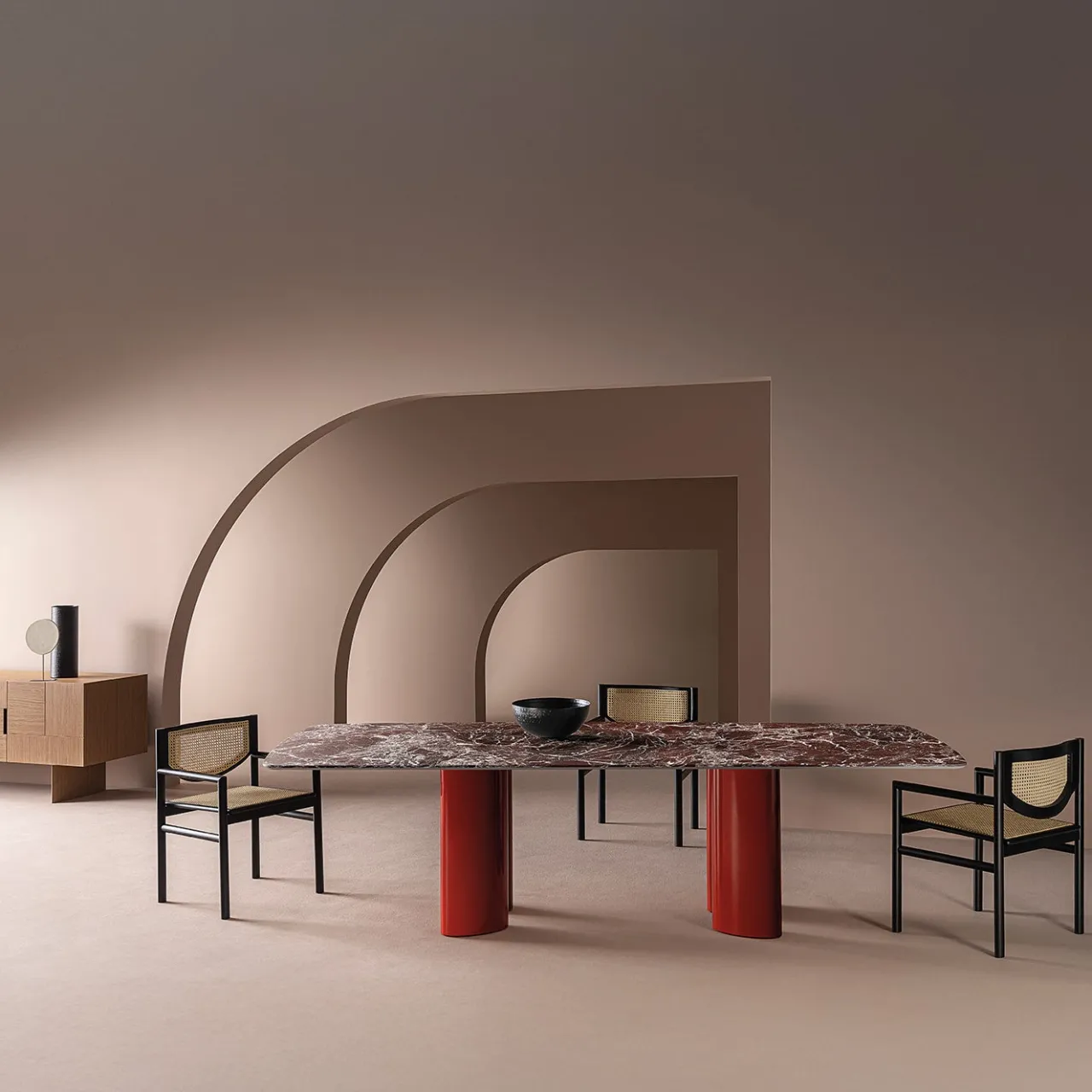 Casamilano Dining Tables<Arne Lepanto Marble And Red Legs Dining Table by Roberto Lazzeroni