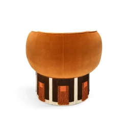 Lorenza Bozzoli Couture Armchairs<Art Deco Cognac Velvet Pirouette Cleo Swivel Armchair